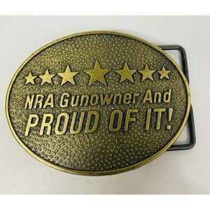 Norman Foundry NRA Gunowner & Proud Of It Belt Buckle Solid Brass